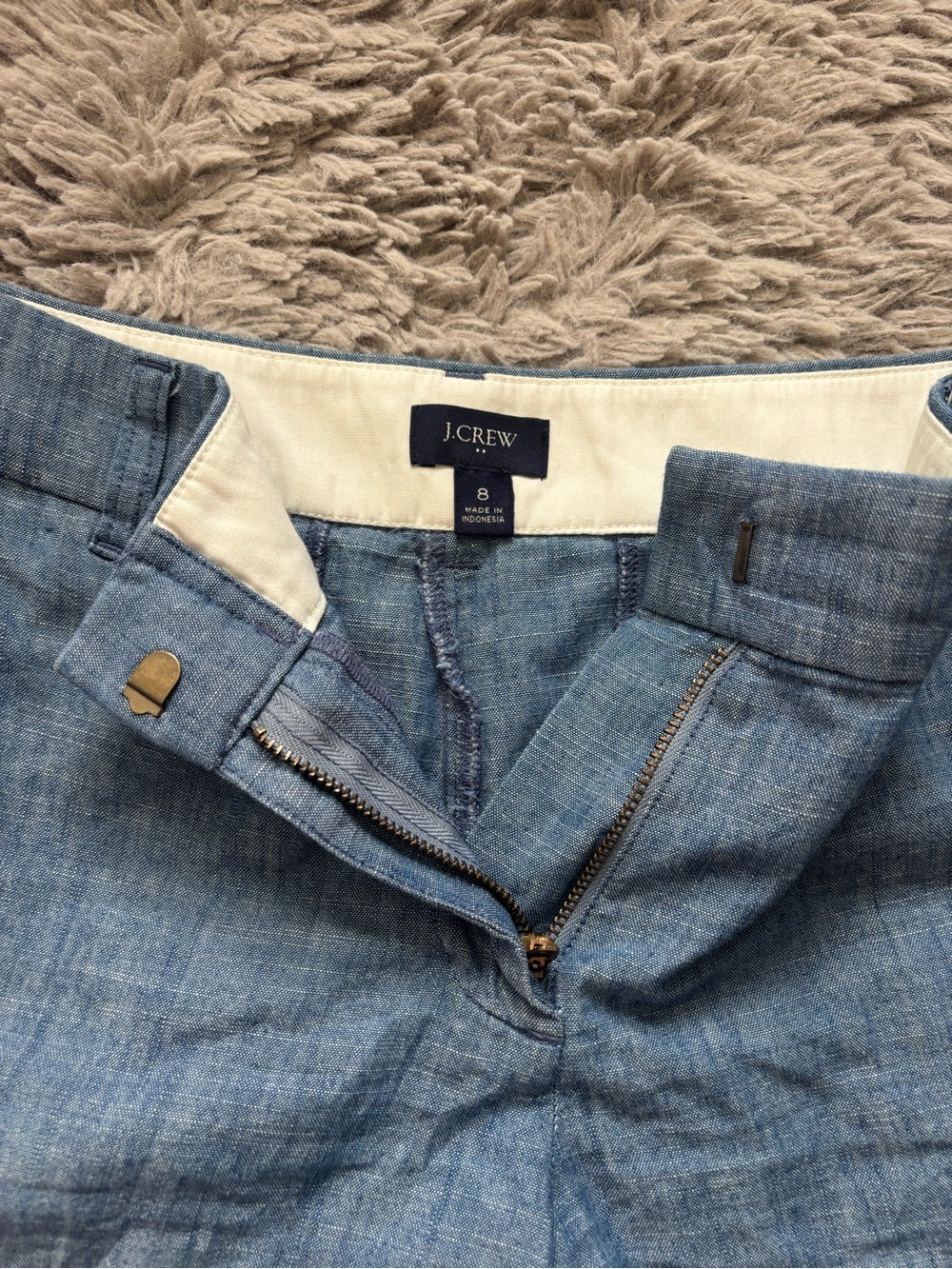 J. Crew Chambray Chino Shorts - Light Blue 100% cotton size 8 - Picture 3 of 8